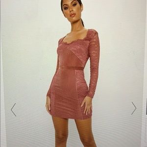 NWT PrettyLittleThing Lace Velvet Bodycon Dress